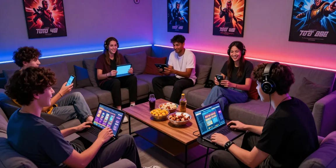 Pengguna terjun4d menikmati pengalaman bermain Toto 4D dan slot online di lounge modern yang dinamis.
