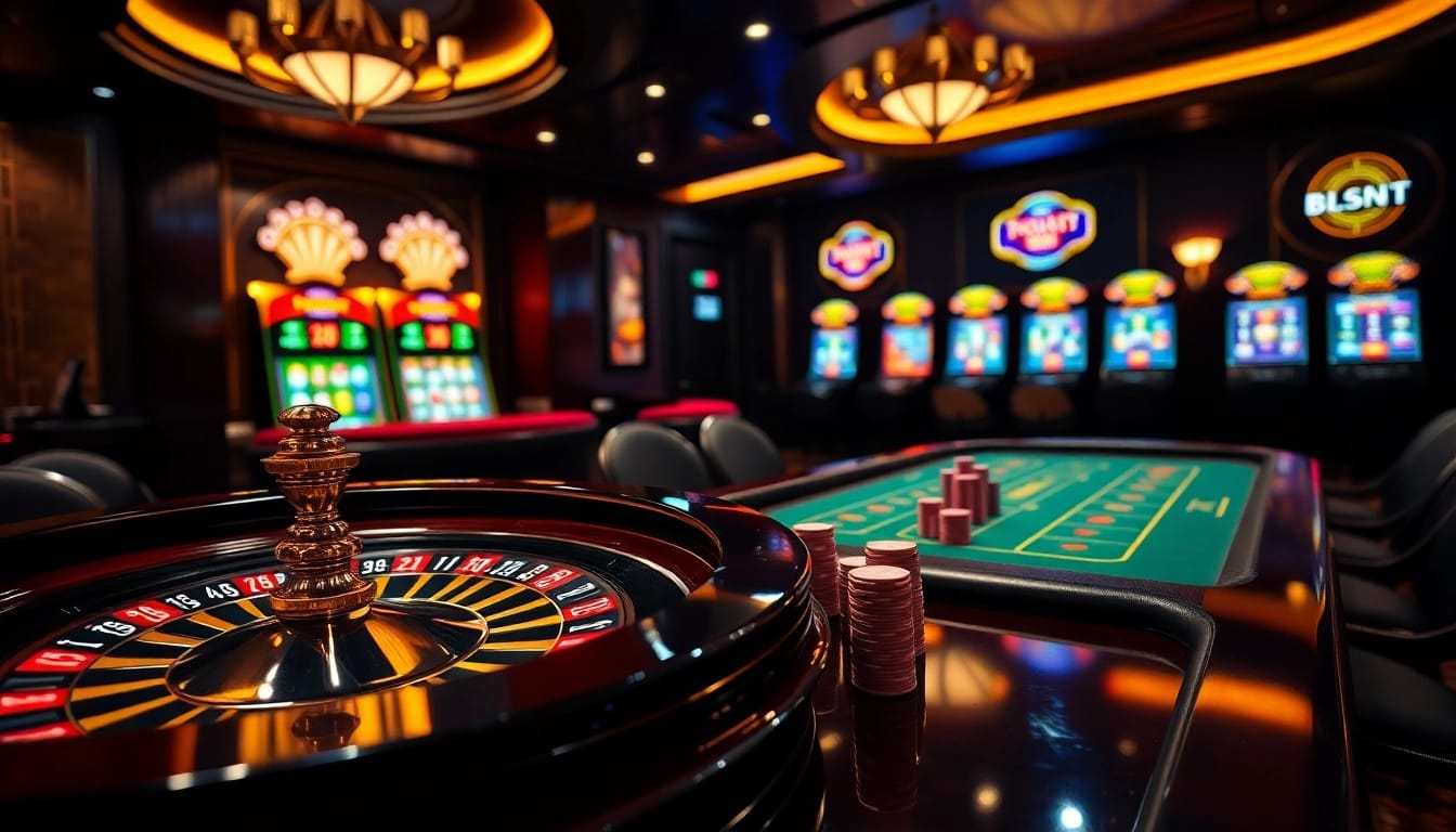 Players enjoying thrilling games at https://go99.institute/ casino with roulette and poker tables.