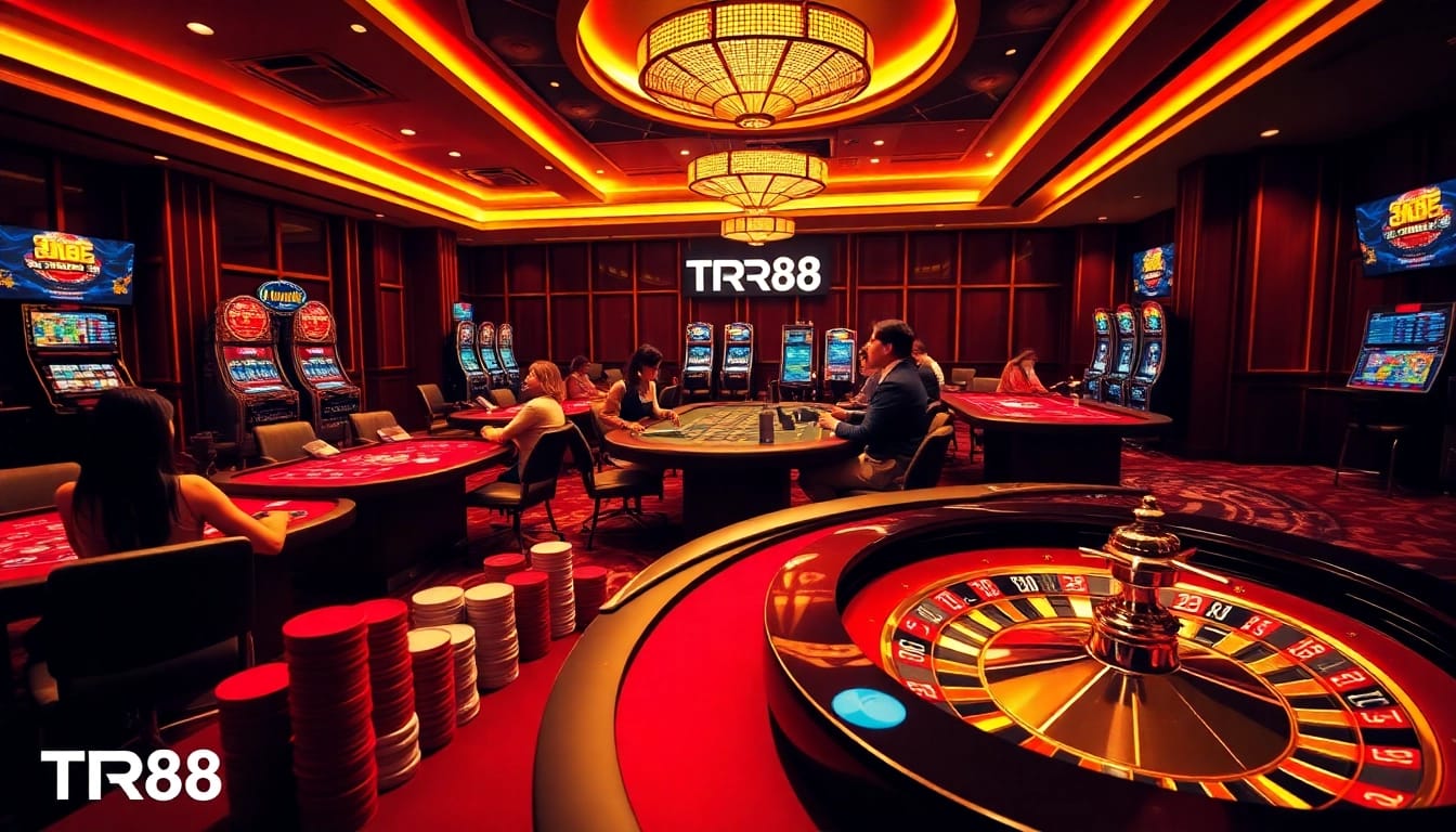 Experience the excitement of TR88 with a vibrant online casino scene, showcasing live games and thrilling bets.