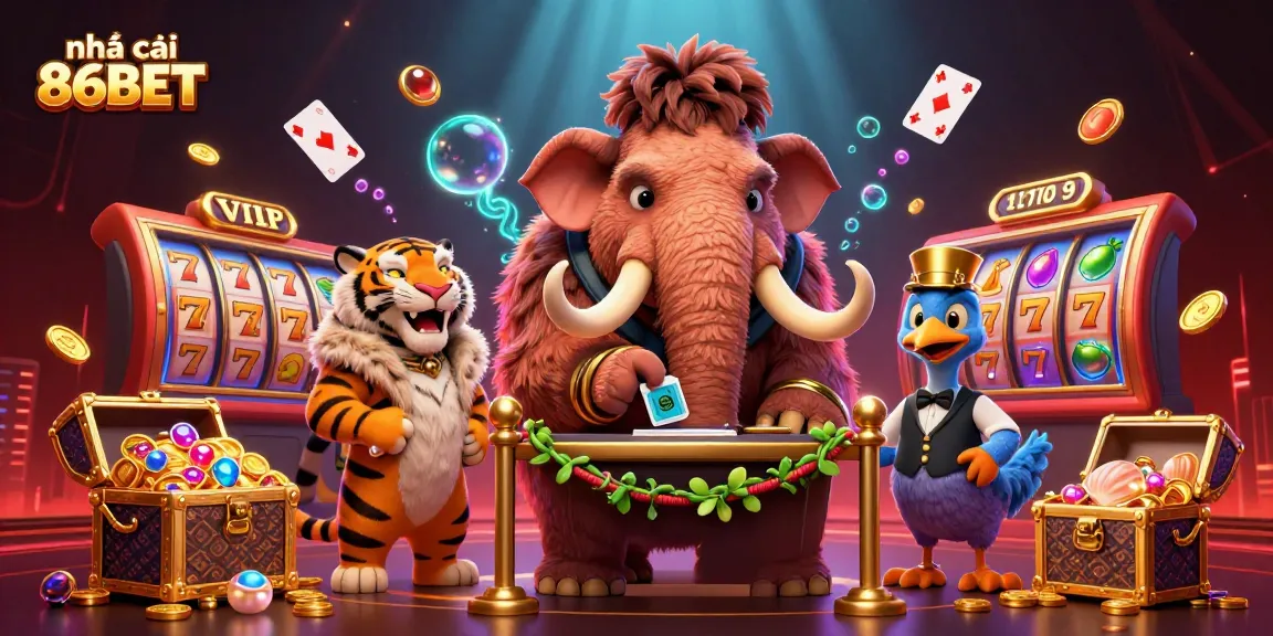 Engage with thrilling slots at nhà cái 86BET with colorful gaming elements and vibrant characters.