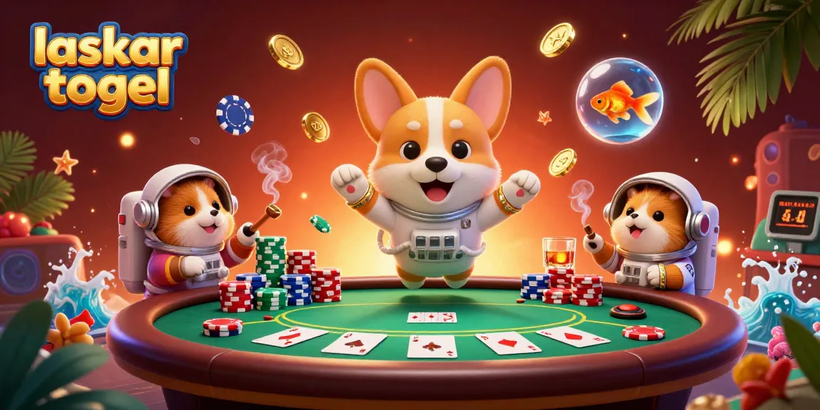 Engage in exciting games with laskar togel under cosmic vibes featuring a floating poker scene.