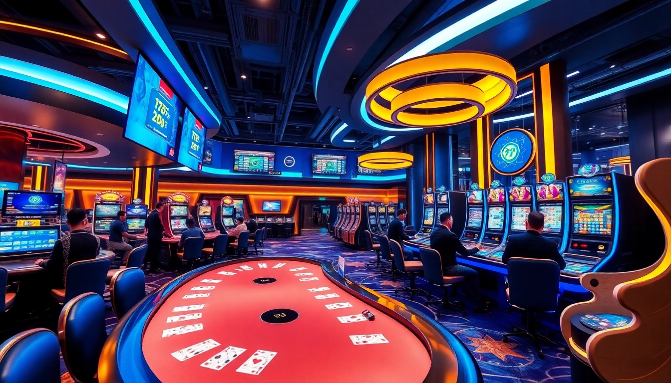 Engaging online gaming scene at 789F, showcasing vibrant betting activities and modern casino elements.