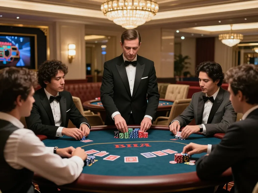 tr88 vip players enjoying an exclusive poker game in an upscale casino setting with elegance and sophistication.