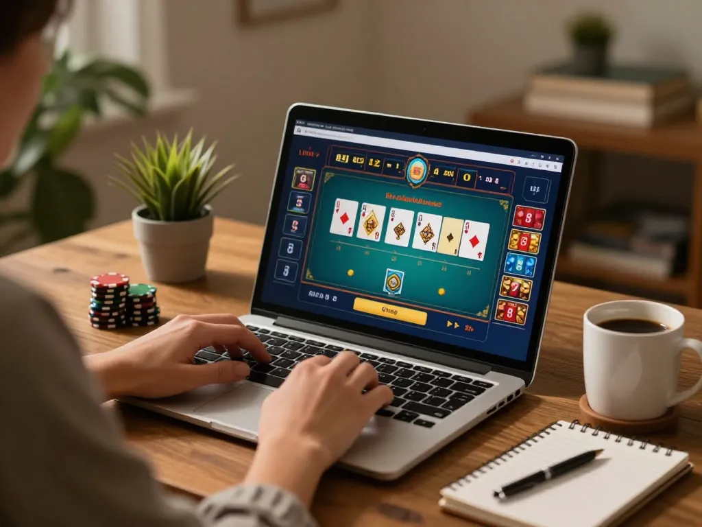Engaging with online casino via laptop at https://rr888.shopping/, enjoying a live dealer game experience