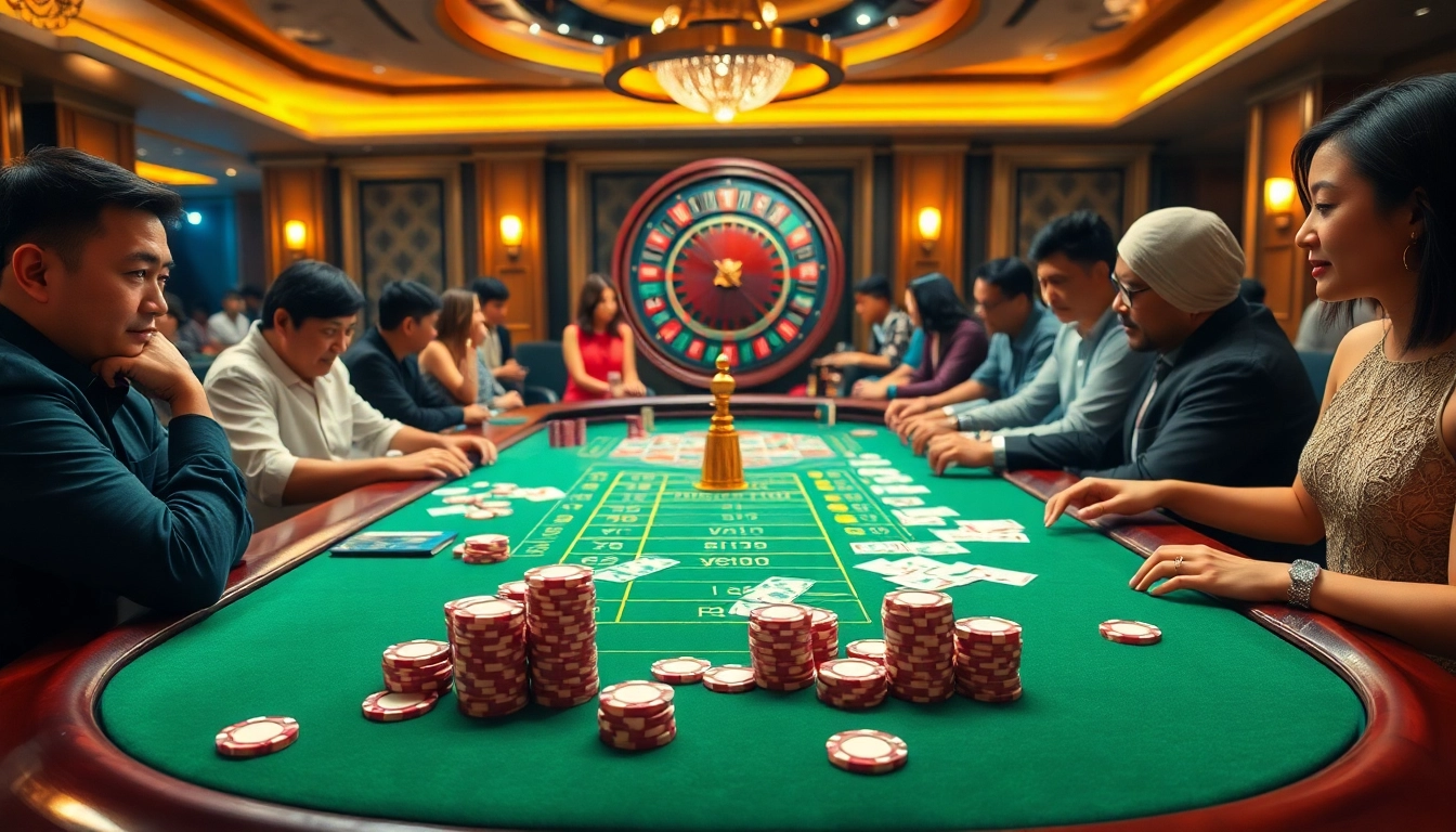 Exciting gameplay at the GO 99 casino table with vibrant chips and cards.