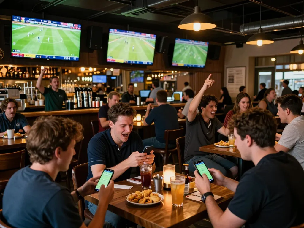 Watch live football matches and place bets on vsc10 with friends in a lively sports bar.