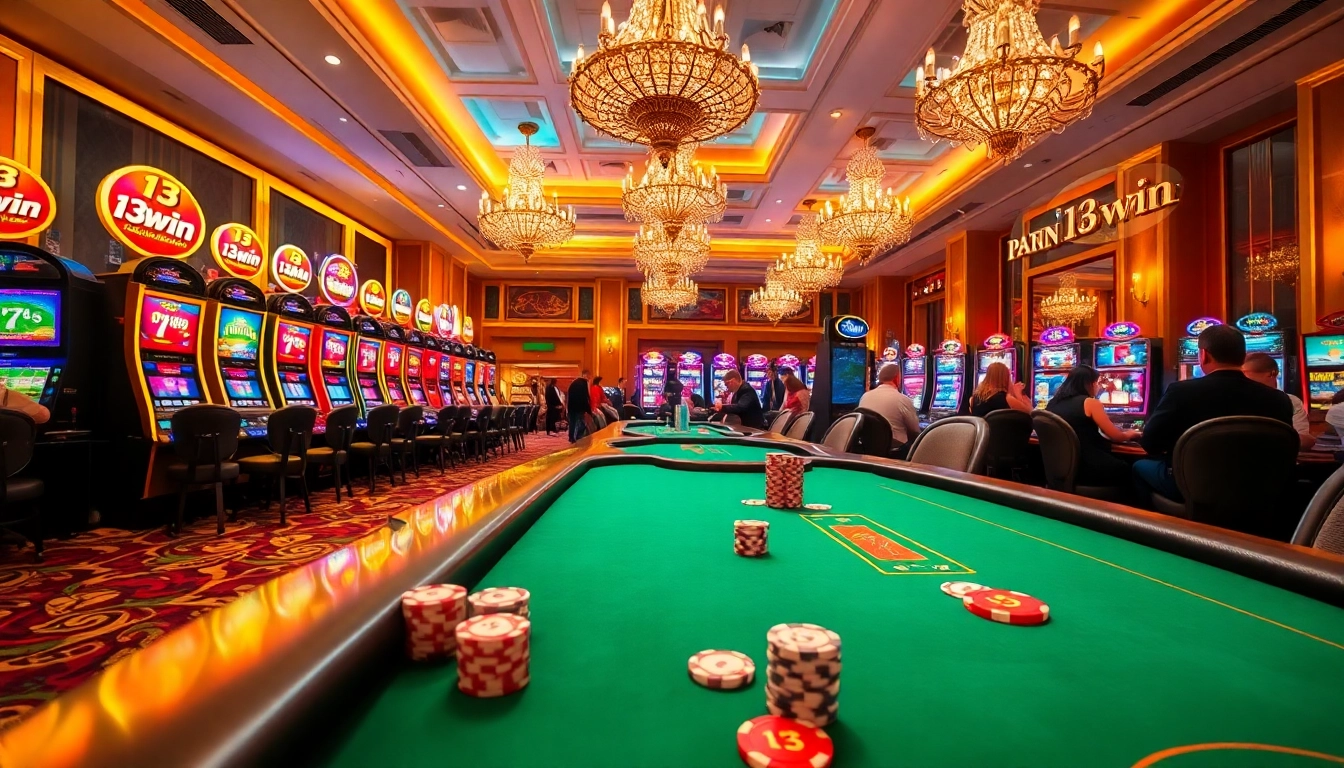 Players enjoying the excitement of 13win casino games at a luxurious poker table.