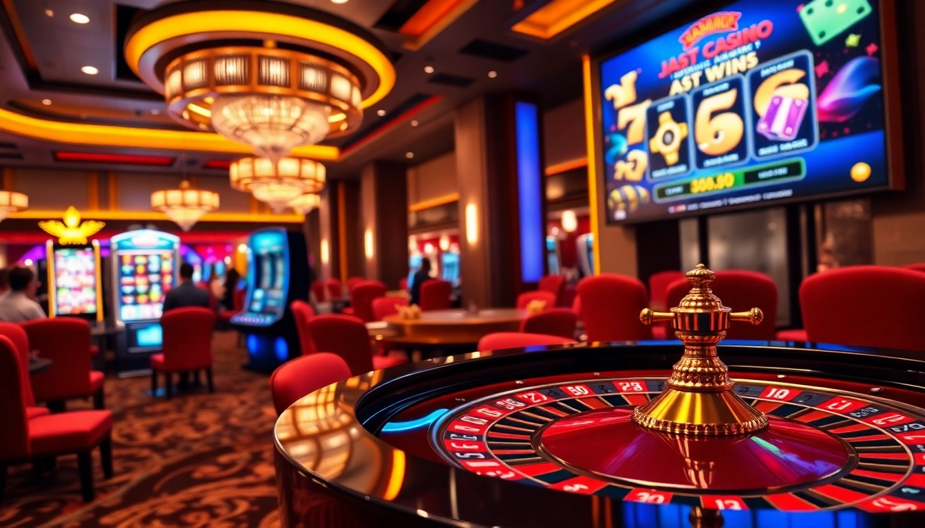 Experience thrilling gaming action at Sam86 with an exciting roulette table and vibrant slot machines.
