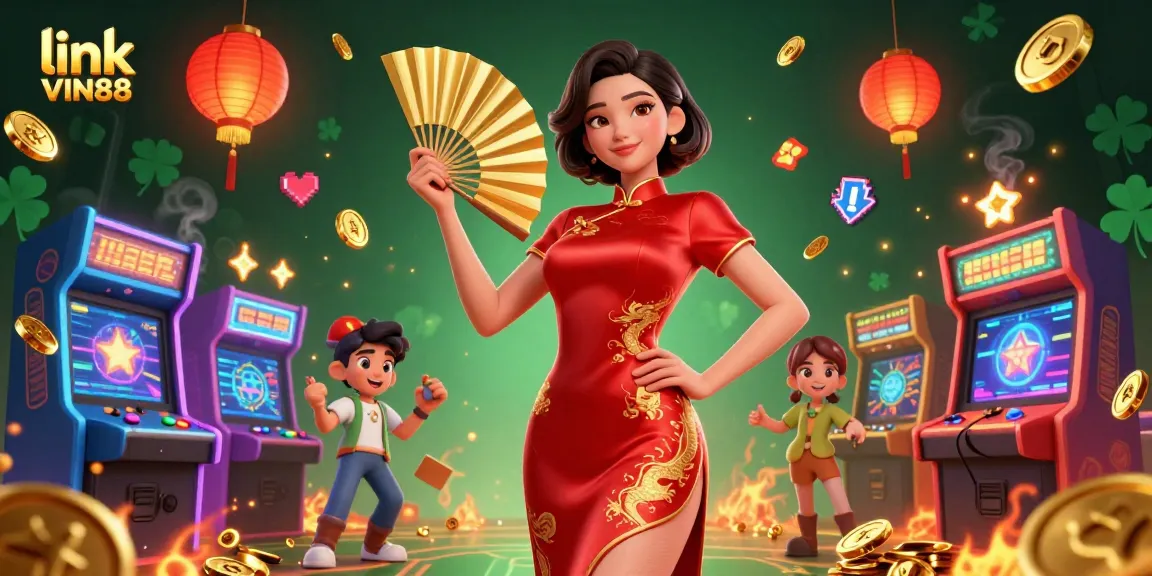 Engage with the exciting atmosphere at link VIN88, featuring vibrant characters and casino elements.