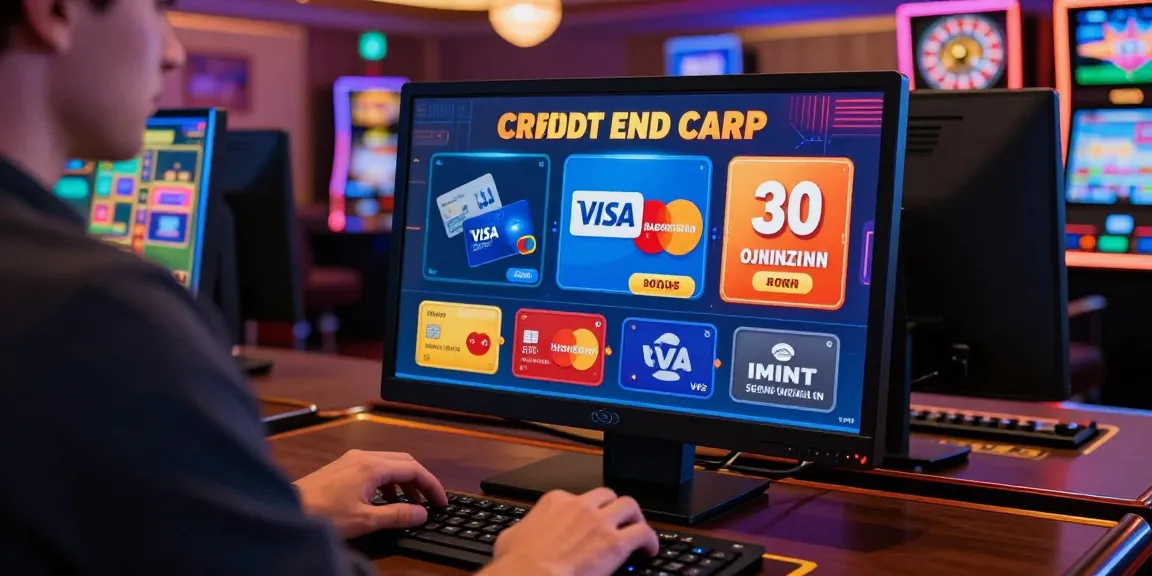 Player engaging with casinos that accept credit cards, surrounded by vibrant gaming interface and promotions.