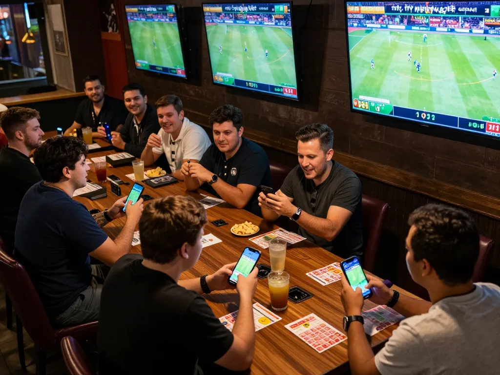 Engaging sports betting atmosphere showcasing tỷ lệ kèo trực tuyến with fans cheering and checking live odds.