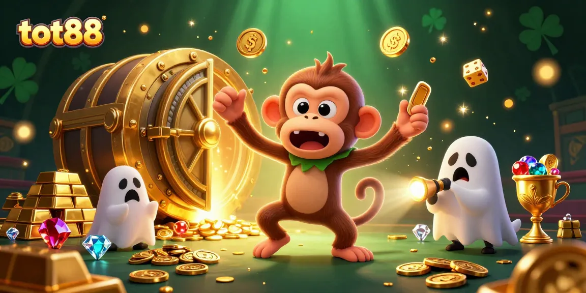 Engage with the mystical aura of tot88 as a monkey juggles riches in a haunted casino.