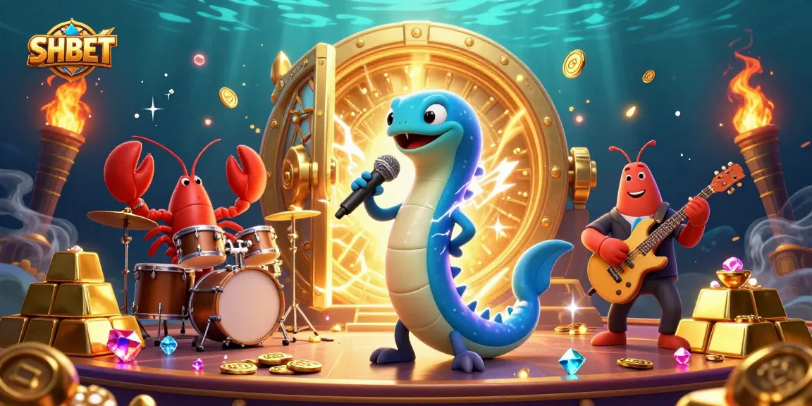 Experience exciting SHBET action in an underwater casino with vibrant characters and lavish treasures.