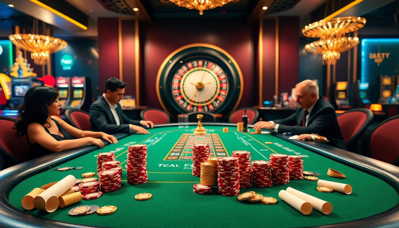 High-stakes poker table scene at bdtk66 my casino with excited players.