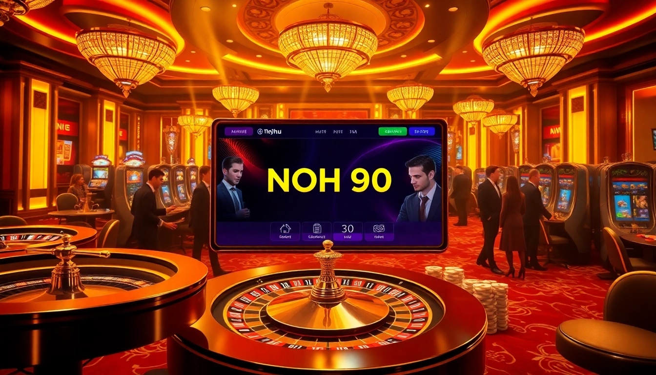 Experience thrilling online gaming at NOHU 90 with vibrant casino elements and interaction.