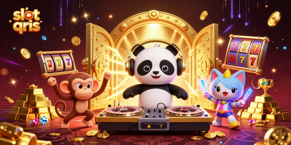 Experience thrilling wins and excitement with slot qris in this lively casino scene filled with dynamic characters.