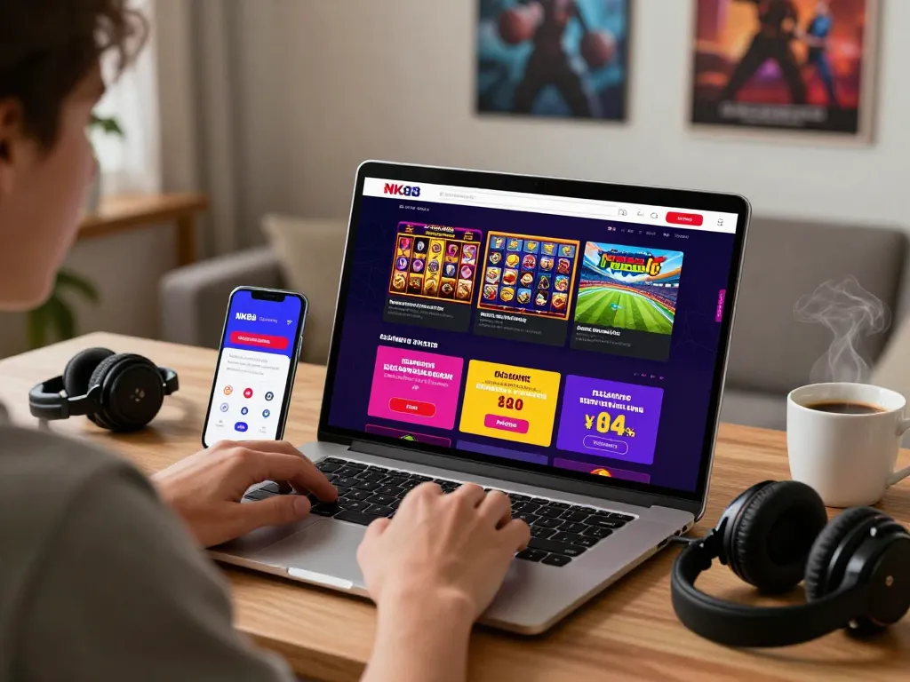 Engaging online gaming experience with đăng nhập nk88 on laptop and smartphone.