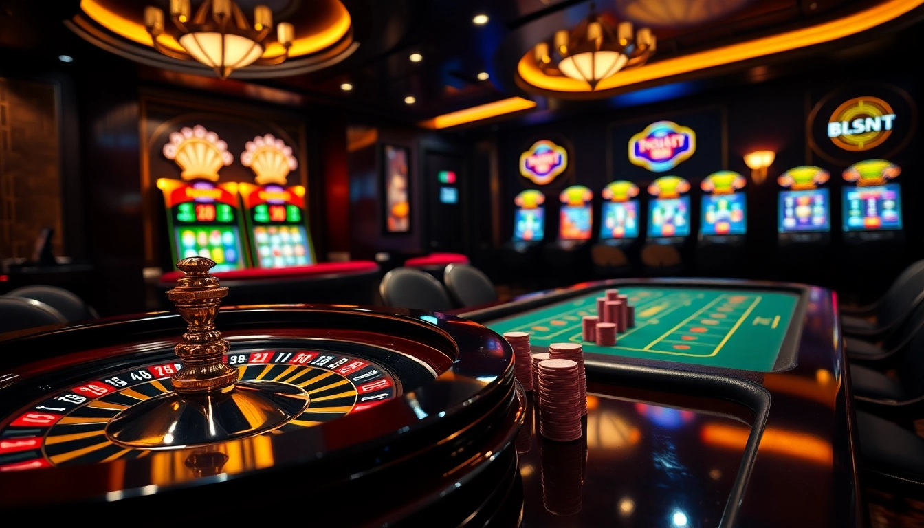 Players enjoying thrilling games at https://go99.institute/ casino with roulette and poker tables.