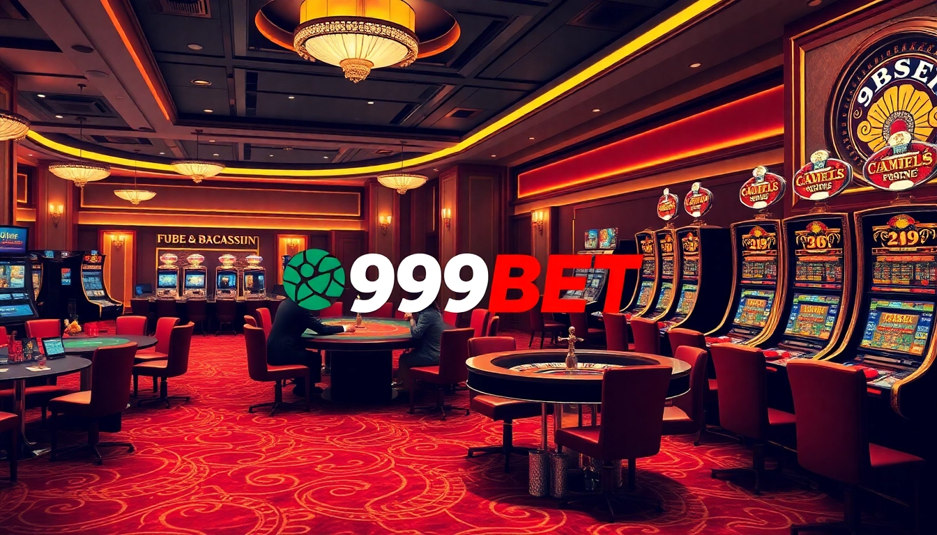 Experience the thrill of winning at 999BET’s luxurious casino scene featuring poker games, roulette, and slot machines.