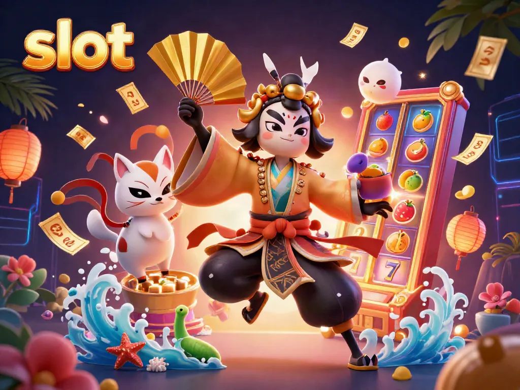 Menangkan permainan slot dengan karakter kabuki dan simbol keberuntungan yang dinamis.