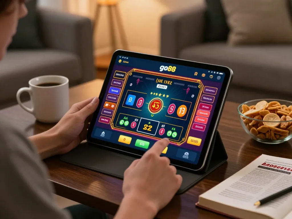 Engaging with go88 live app in a cozy home setup while enjoying online gaming experience.