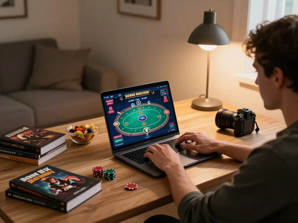 NAGA2000 gamers strategizing in a comfortable home office with online gaming setup