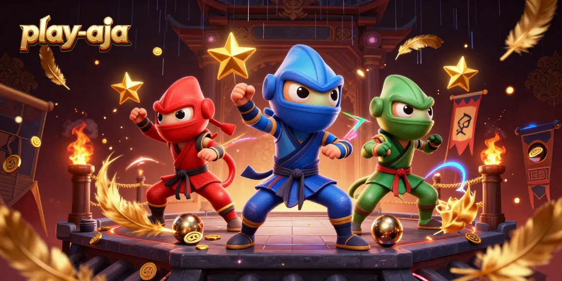 Engage in thrilling martial arts action with the play-aja chameleons in this vibrant casino scene.