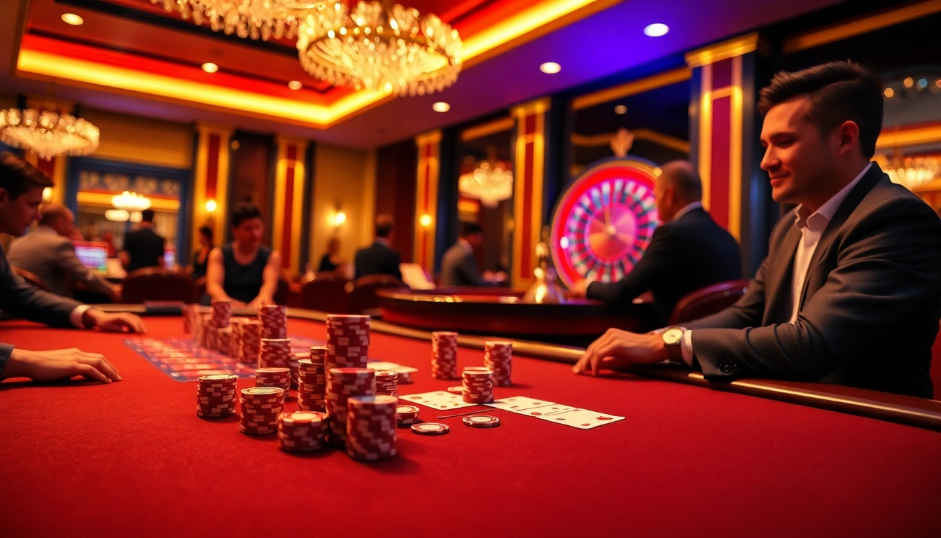 Experience the thrill of gambling at qh88 with players at an exciting poker table.