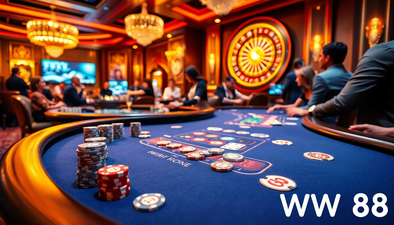 WW88 offers an immersive casino experience with players enjoying blackjack and roulette.