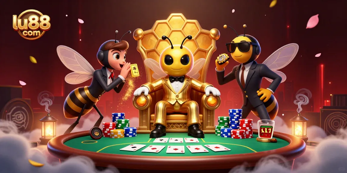 Engage with lu88 com's thrilling poker scene featuring a mob boss and his entourage.