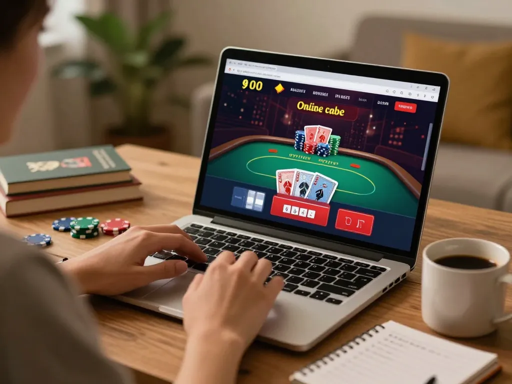 Soi Kèo player analyzing online poker strategies using laptop in a cozy home setting.