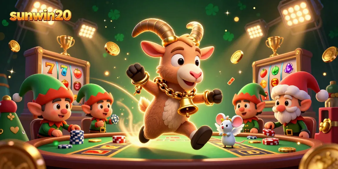 Engage in exciting gaming at sunwin20's casino illustrated with festive characters
