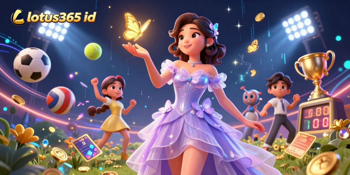 Engage with lotus365 id for betting as an Asian woman in a magical garden showcases sports elements, enhancing your experience.