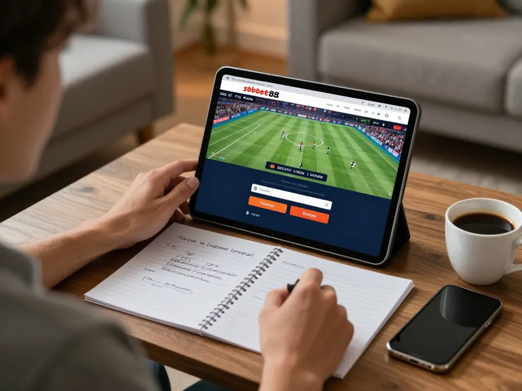 Simplified sbobet88 login process shown on tablet, ideal for seamless online betting.