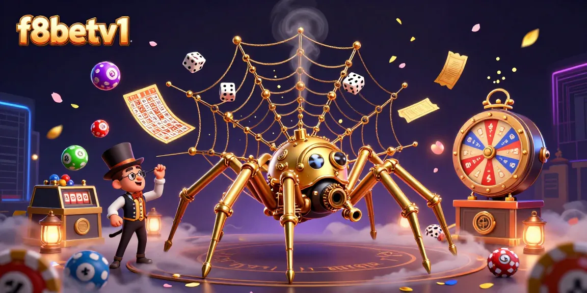 Engage in thrilling gaming adventures with f8betv1's dynamic casino scene featuring a steampunk spider.