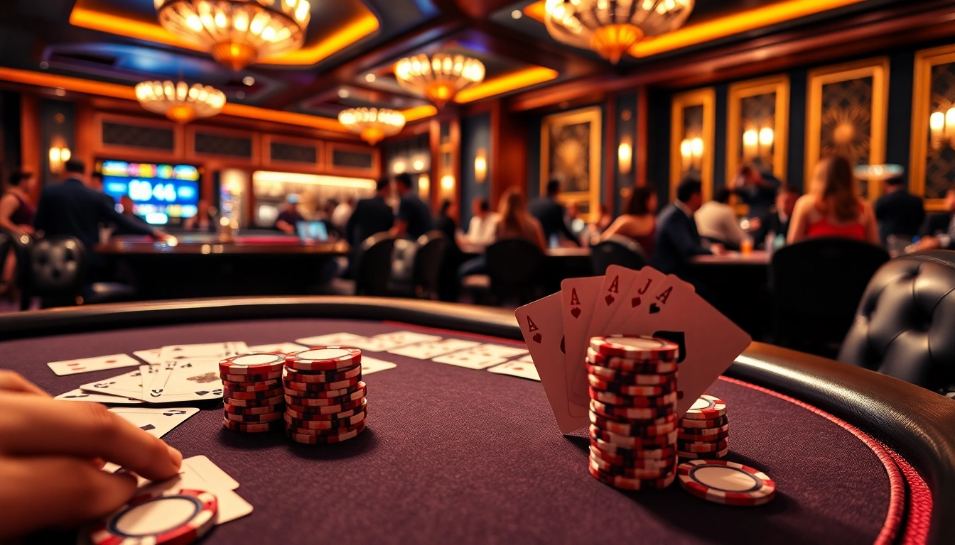 Players at a luxurious poker table engaging in a thrilling game with 88aa poker chips.