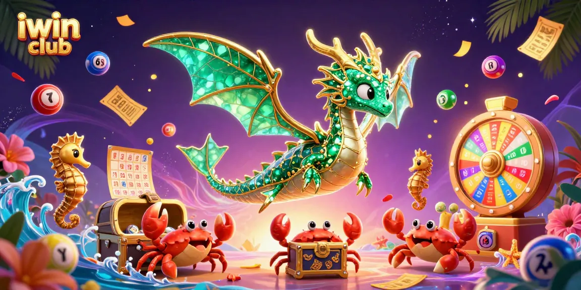 Win big with iwin club as a sea dragon and treasure chest adventure unfolds!