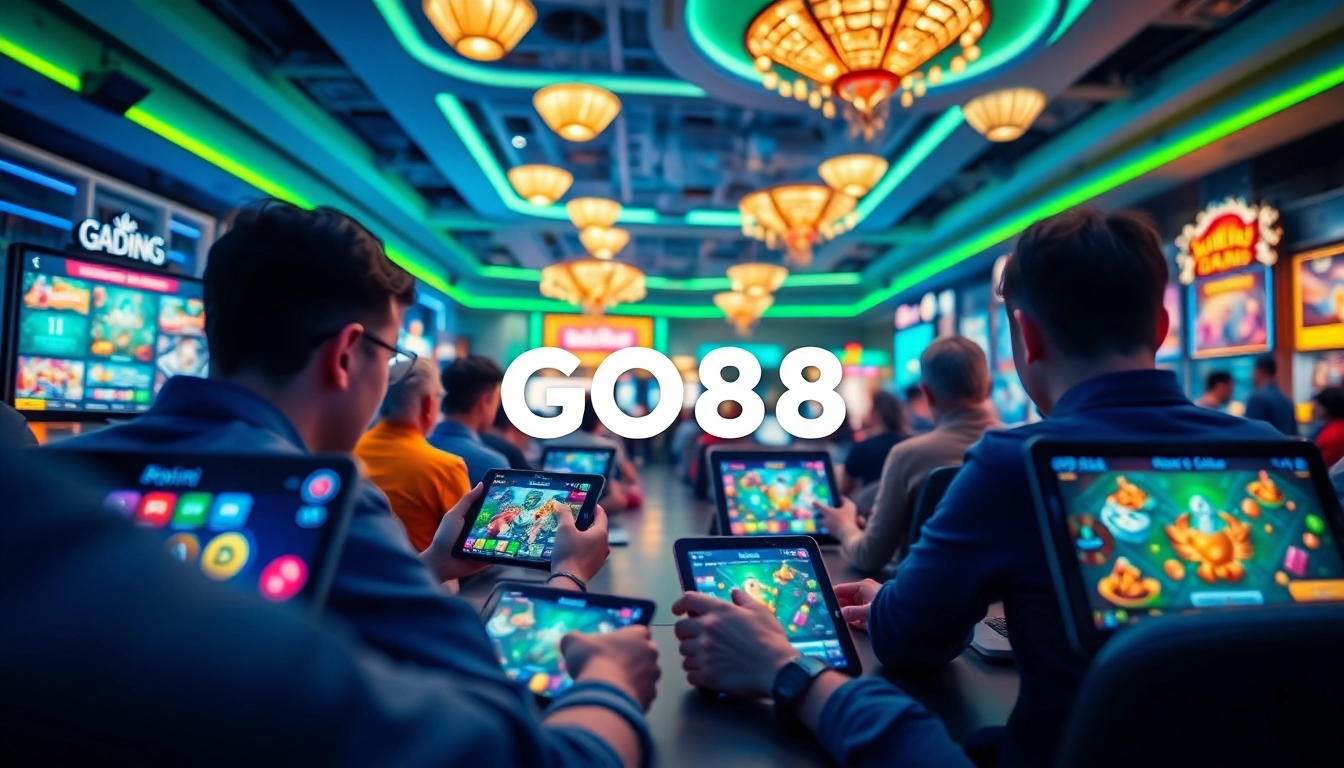 Engaging players interact with GO88's dynamic online gaming platform.