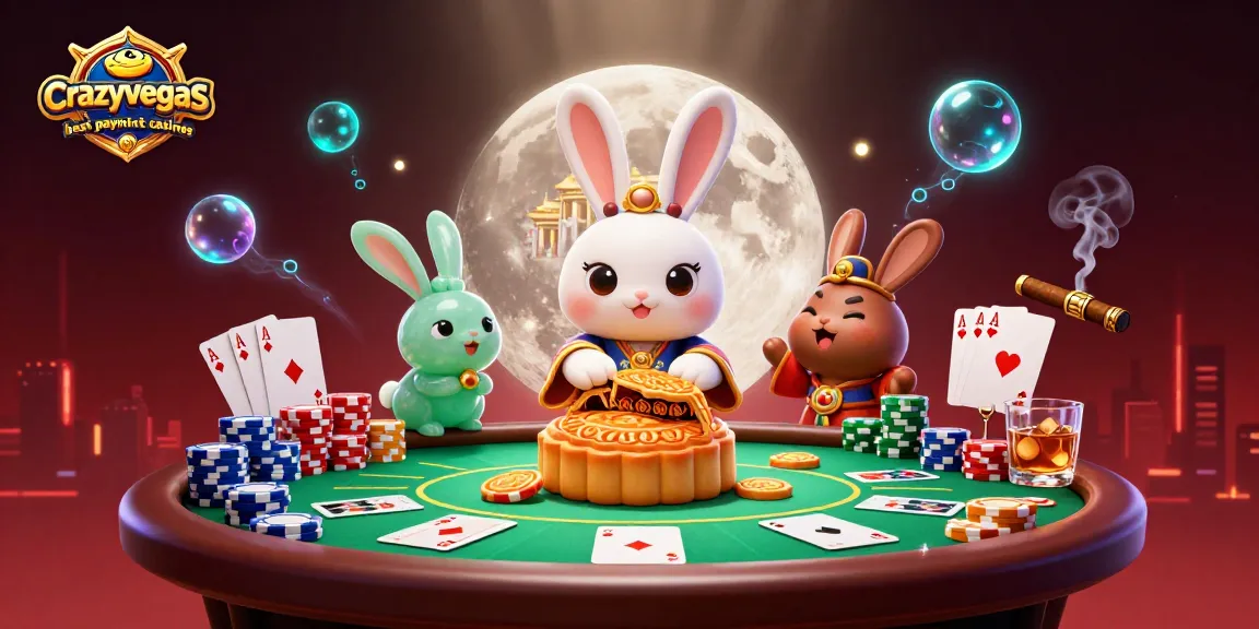 Experience the excitement of crazyvegas best payout online casinos with animated characters celebrating poker wins on the moon.
