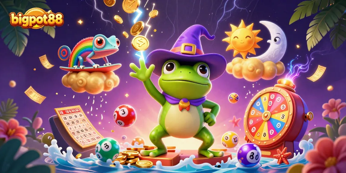 Experience the thrill of bigpot88 with vibrant lottery elements and enchanting characters in a dynamic casino scene.