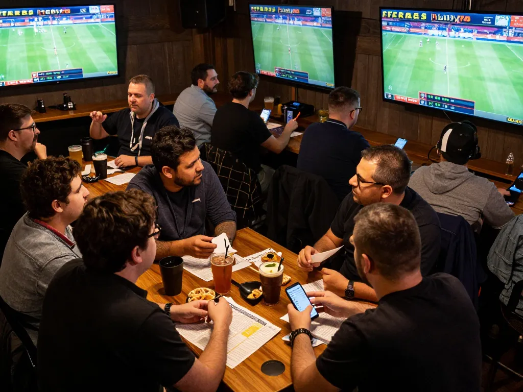 Tỷ lệ kèo nhà cái hôm nay displayed on screens as fans engage in exciting sports betting.