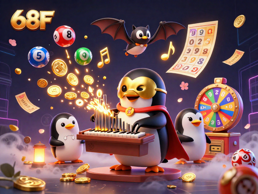68F anima o jogo com um pinguim fantasma e uma batuta musical em um cassino vibrante