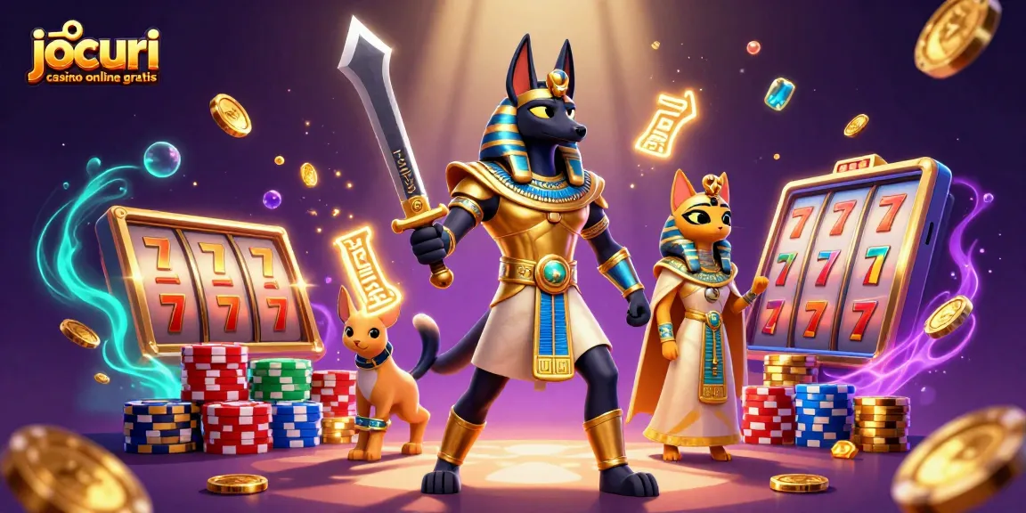 Joacă jocuri casino online gratis cu Anubis și Bastet printre simboluri aurii de câte 7