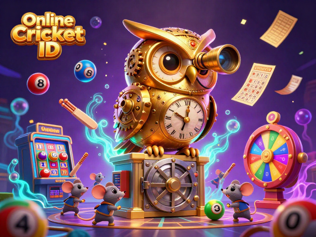 Engage with Online Cricket ID in a vibrant betting scene, featuring dynamic characters and colorful gaming elements.