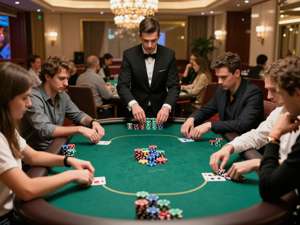 Players engaging in a high-stakes poker game at open 88 casino, showcasing strategy and excitement.
