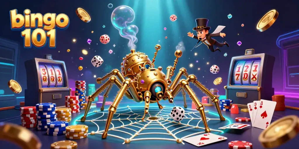 Engage with Bingo 101's thrilling world of games in a vibrant 3D illustration.