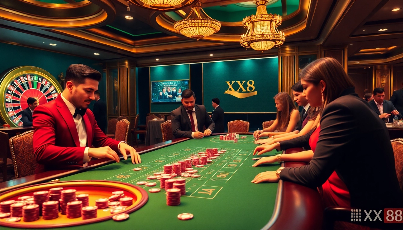Experience the excitement of XX 88 as players engage at a luxurious casino table.