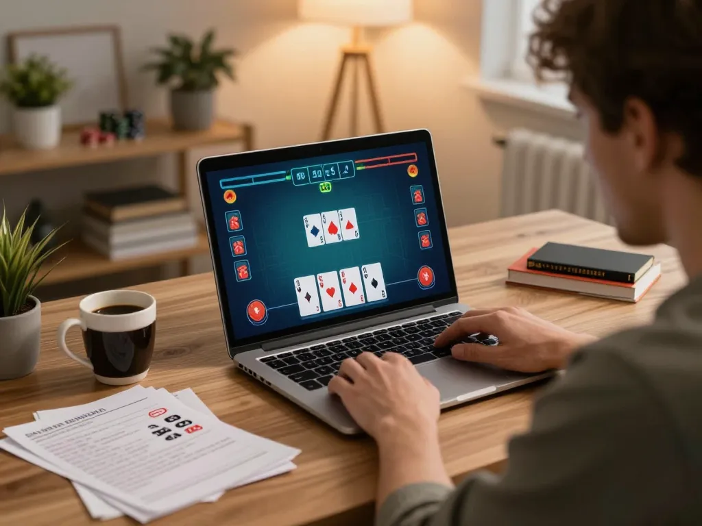 Engaging in strategic gameplay on luck88com while enjoying a cozy home atmosphere.