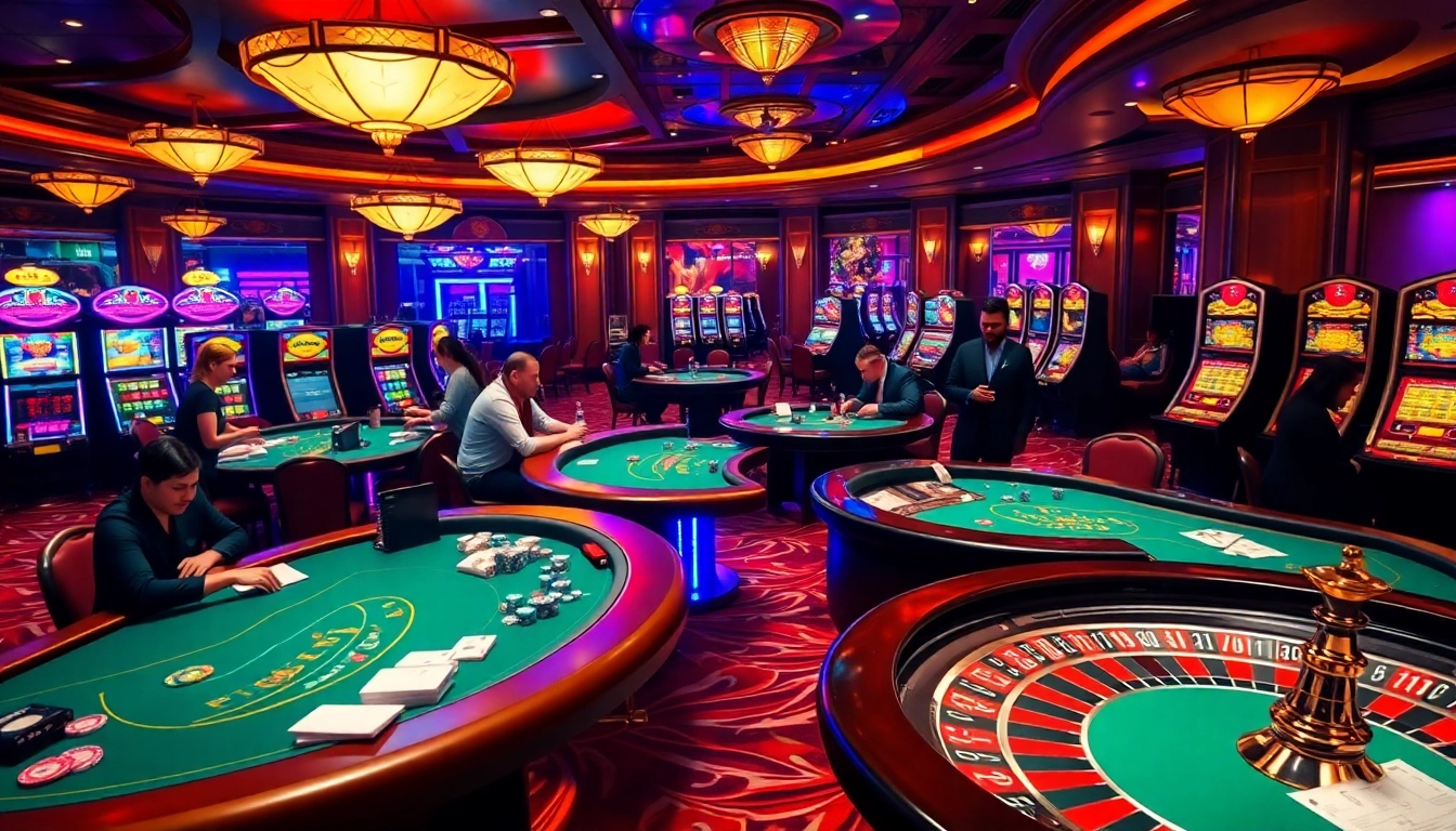 Bongdalu captures gamblers enjoying an exciting night at an upscale casino, surrounded by poker tables and slot machines.