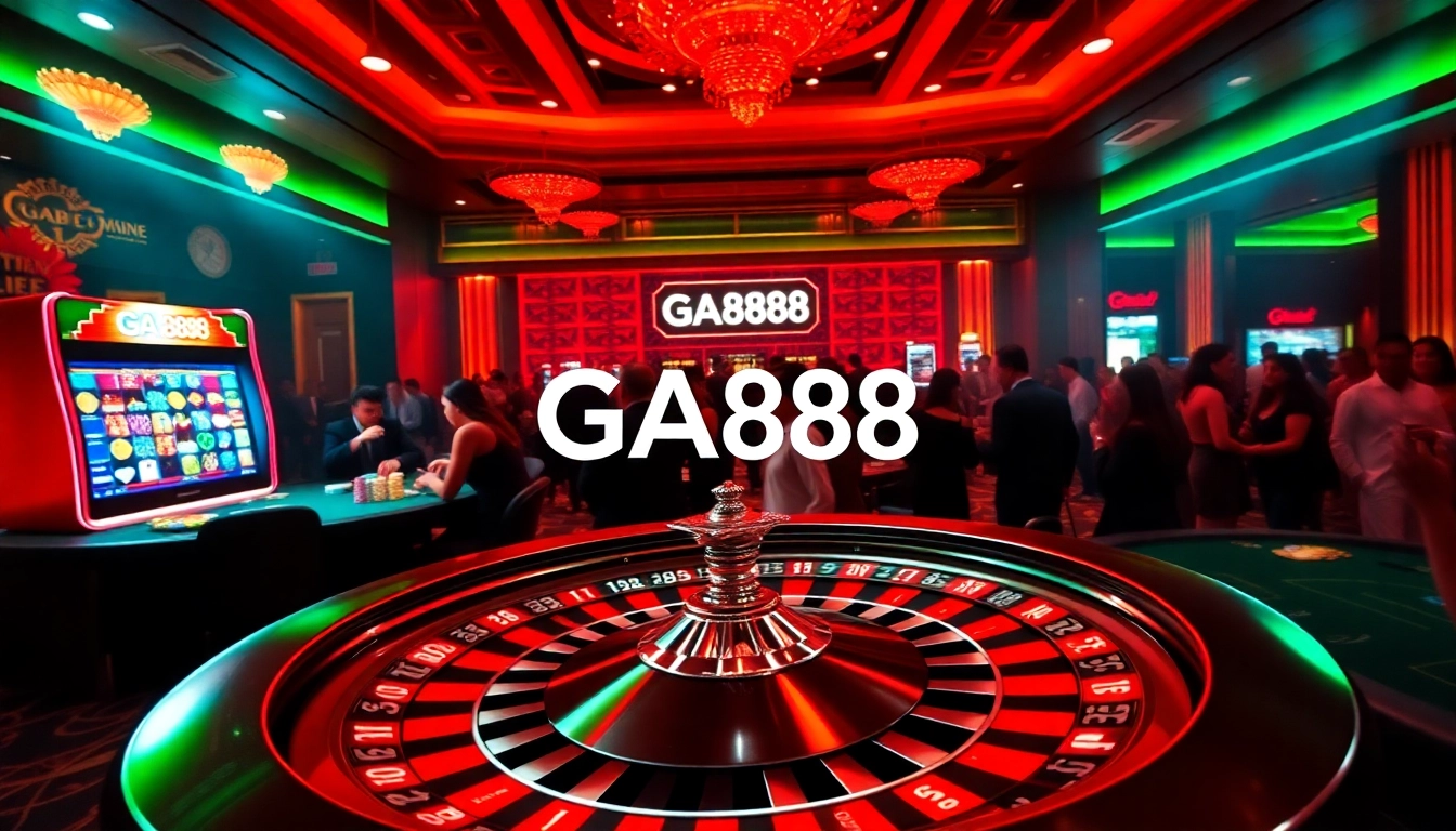 GA888 players strategizing at a high-stakes poker table in a luxurious casino setting.